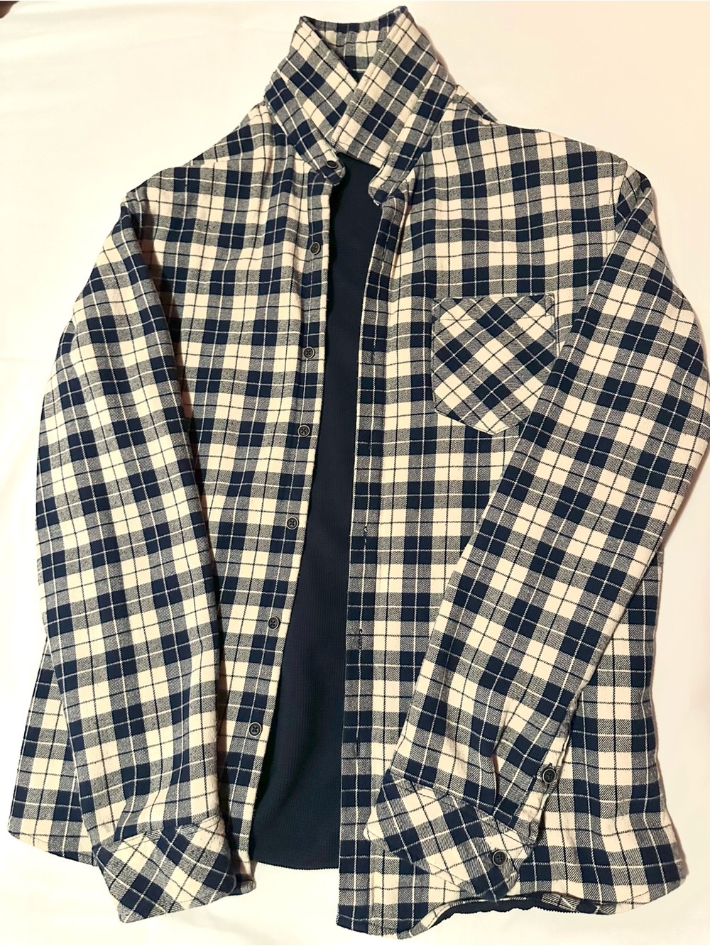 Nomad Navy and Cream Plaid Shirt Jacket
